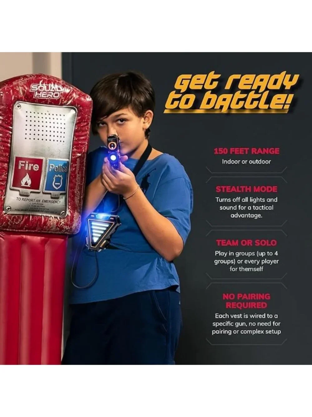 Rechargeable Laser Tag Set for Kids & Teens - Blasters, Vests, Outdoor Fun, Age